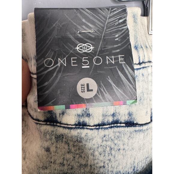 NWT One 5 One Acid Wash Denim 90s Jean Skirt Women's Blue Retro Elastic Waist - Picture 3 of 4